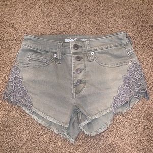 Denim lace shorts
